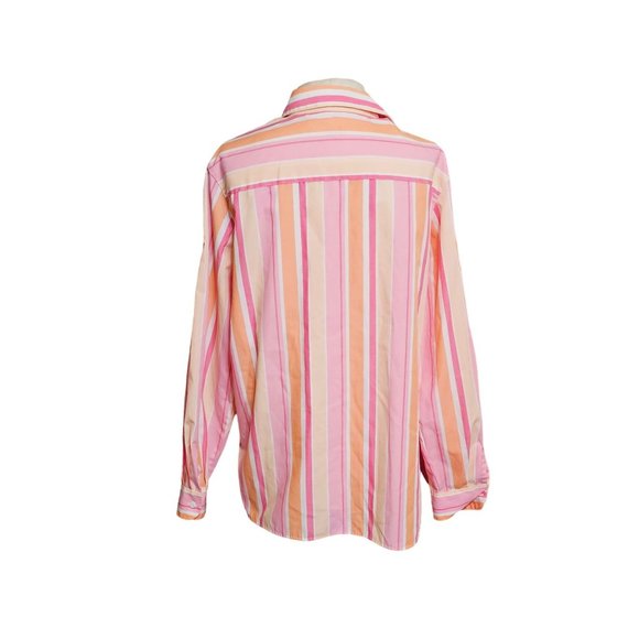 Foxcroft Wrinkle Free Button Down blouse size 14 vertical‎ stripes Pink - Picture 2 of 8